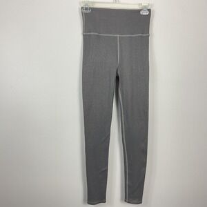 ONA By Yoon Chung Women's Rib Foil High Waisted Ribbed Leggings Size Medium Gray